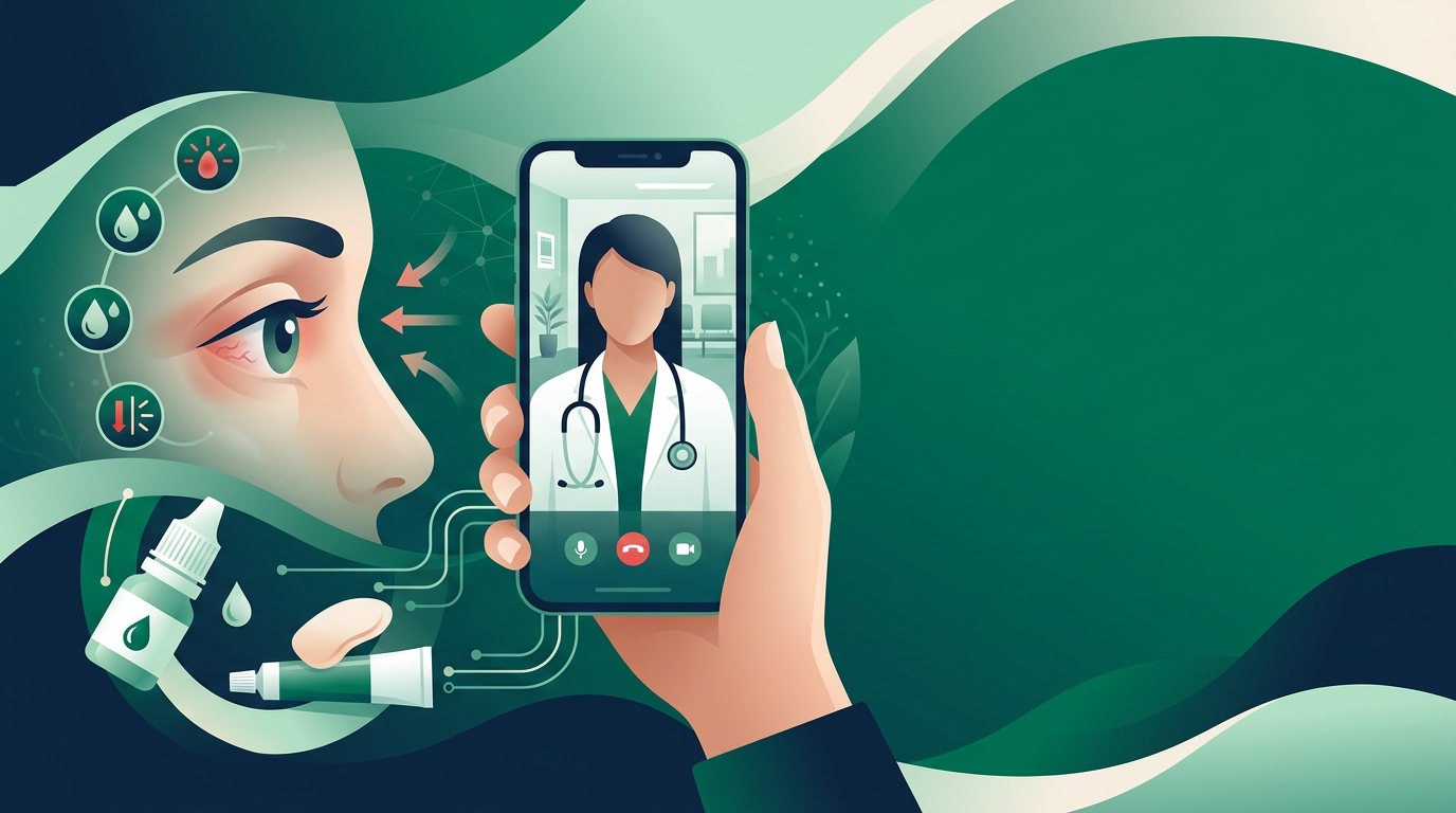 Patient at home in Ireland discussing Common Eye Infections: Symptoms, Treatments, and Online GP Consultations in Ireland during a secure online GP consultation