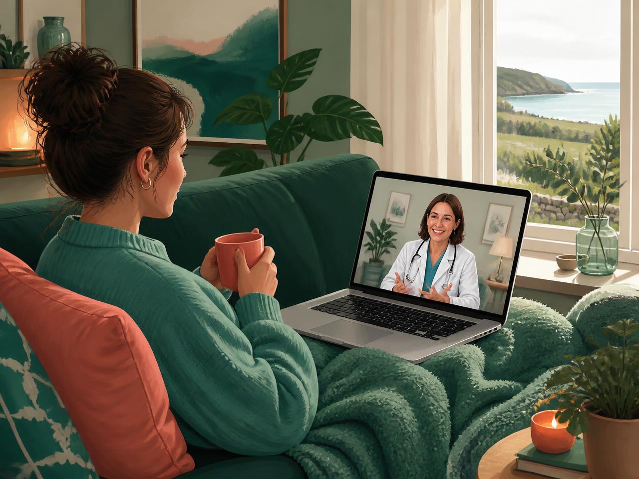 A patient at home having a video consultation with an Irish GP