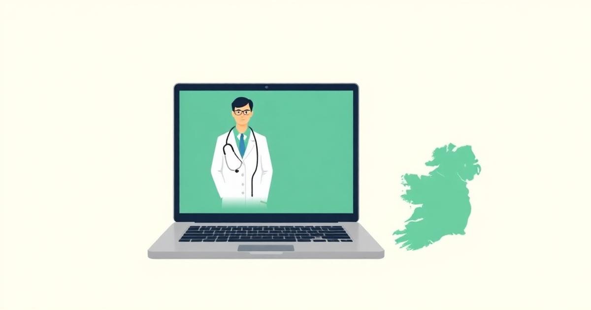 Illustration for the NOVAGP online GP guide "Virtual doctor services in Ireland: what they can and cannot do" — a misty Connemara lake and mountain valley
